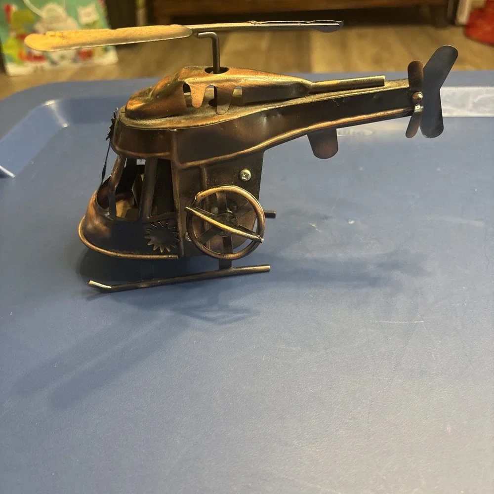 Metal Helicopter Sculpture Aviation Decor Desk Shelf Display 7